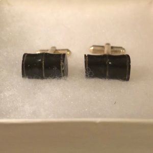 VTG STERLING AND BAKELITE (?) CUFFLINKS.